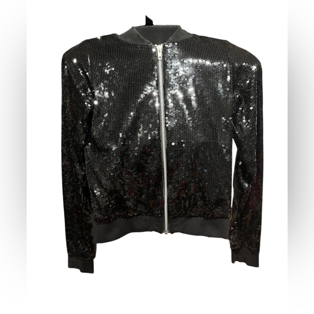 Sequined Zip Front Bomber Jacket From Internation… - image 1
